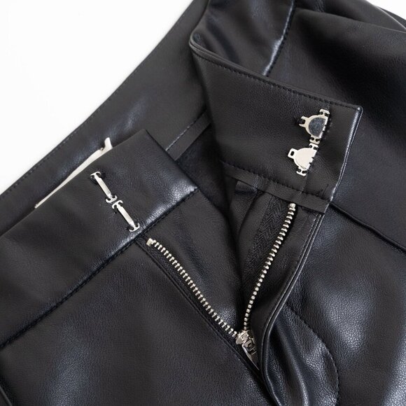 Anthropologie Avec Les Filles Faux Ever Leather Pants Flared Leg Trousers Black - Picture 9 of 13